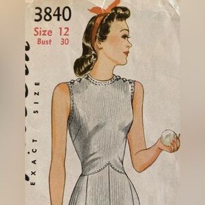 1941 Simplicity Sewing Pattern Tennis Dress or Street Dress